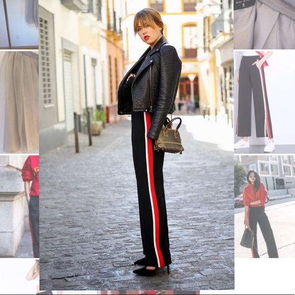 👟 Gap Fit Wide Leg Side Stripes Workout Varsity Trendy Ankle Cropped Pants - Picture 12 of 13